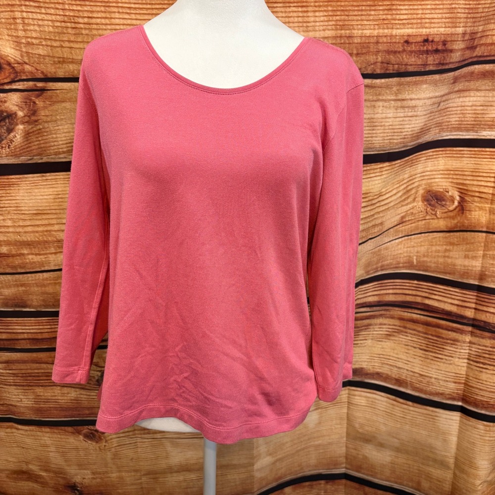 Van Heusen Womens Long  Sleeve Pink‎ Cotton Blend Career Top Size L